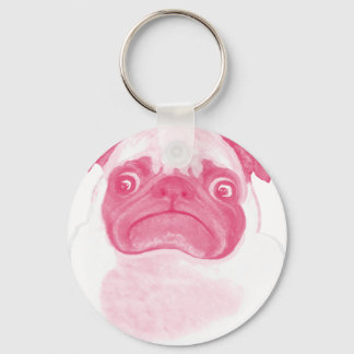 Personalized PINK Grumpy Puggy Keychain