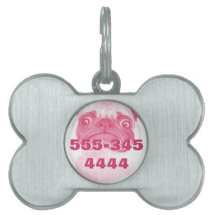 Personalized PINK Grumpy Puggy Pet Tag