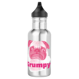 Personalized PINK Grumpy Puggy Pug 532 Ml Water Bottle