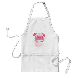 Personalized PINK Grumpy Puggy Standard Apron