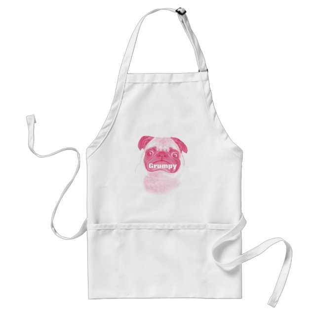 Personalized PINK Grumpy Puggy Standard Apron (Front)