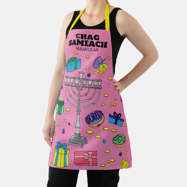 Personalized Pink Hanukkah Apron (Insitu)