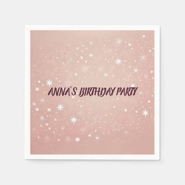 Personalized Pink Happy Birthday Napkins  (Front)