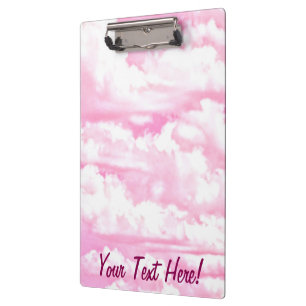 Personalized Pink Happy Clouds Clipboard