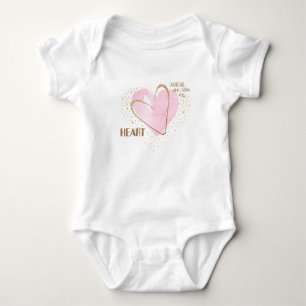 Personalized Pink Heart Baby Bodysuit