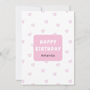 Personalized Pink Heart Birthday Card
