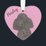 Personalized Pink Heart Black Poodle Ornament<br><div class="desc">I am in love with this beautifully detailed watercolor illustration of a black poodle dog on a sweet pink heart! Personalize these pastel ornaments and make the nice list this year! For the perfect presents, pair it with a matching item from the collection for a thoughtful housewarming, bridal shower, teacher,...</div>