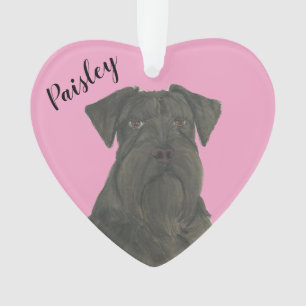 Personalized Pink Heart Black Schnauzer Ornament