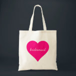 Personalized  Pink Heart Bridesmaid Tote Bag<br><div class="desc">This is Personalized  Pink Heart Bridesmaid pattern tote bag. This personalized name monogram cute vintage tote bag is best gift idea for bride and bridesmaids at weddings. It is a great accessory for your bridesmaids and perfect for carrying around all of those party plans.</div>