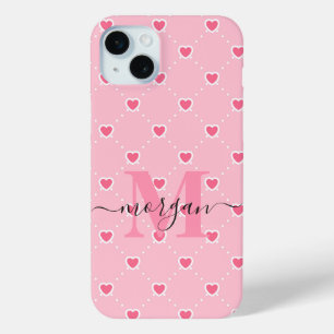 Personalized Pink Heart Case with Monogram Initial
