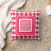 Personalized Pink Heart Cushion