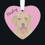 Personalized Pink Heart Dudley Labrador Ornament<br><div class="desc">I am in love with this beautifully detailed watercolor illustration of a dudley labrador dog on a sweet pink heart! Personalize these pastel ornaments and make the nice list this year! For the perfect presents, pair it with a matching item from the collection for a thoughtful housewarming, bridal shower, teacher,...</div>