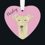 Personalized Pink Heart Fawn Greyhound Ornament<br><div class="desc">I am in love with this beautifully detailed watercolor illustration of a fawn greyhound dog! Personalize these reversible ornaments and make the nice list this year! Shop the rest of my collection for the sweetest housewarming, bridal shower, teacher, mother-in-law, husband, boyfriend, secret santa, sympathy, or tough-to-shop-for gifts! To see more...</div>