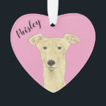 Personalized Pink Heart Fawn Greyhound Ornament<br><div class="desc">I am in love with this beautifully detailed watercolor illustration of a fawn greyhound dog! Personalize these reversible ornaments and make the nice list this year! Shop the rest of my collection for the sweetest housewarming, bridal shower, teacher, mother-in-law, husband, boyfriend, secret santa, sympathy, or tough-to-shop-for gifts! To see more...</div>