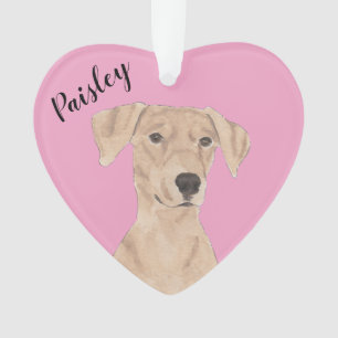 Personalized Pink Heart German Pinscher Ornament