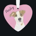 Personalized Pink Heart Jack Russell Terrier Ornament<br><div class="desc">I am in love with this beautifully detailed watercolor illustration of a jack russell terrier on a sweet pink heart! Personalize these pastel ornaments and make the nice list this year! For the perfect presents, pair it with a matching item from the collection for a thoughtful housewarming, bridal shower, teacher,...</div>