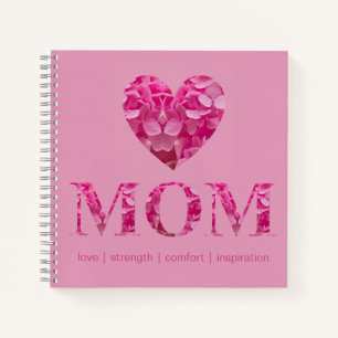 Personalized Pink Heart MOM Floral Recipe Book