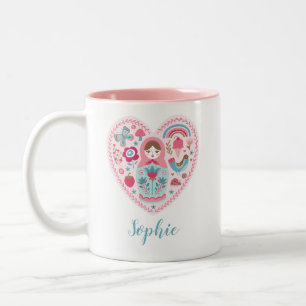 Personalized Pink Heart Mug