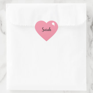 Personalized Pink Heart Name Stickers