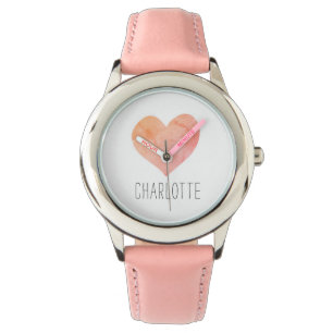 Personalized Pink Heart Name Watch
