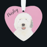Personalized Pink Heart Old English Sheepdog Ornament<br><div class="desc">I am in love with this beautifully detailed watercolor illustration of an old english sheepdog on a sweet pink heart! Personalize these pastel ornaments and make the nice list this year! For the perfect presents, pair it with a matching item from the collection for a thoughtful housewarming, bridal shower, teacher,...</div>