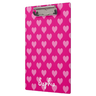 Personalized Pink Heart Pattern Clipboard