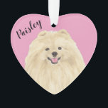 Personalized Pink Heart Pomeranian Ornament<br><div class="desc">I am in love with this beautifully detailed watercolor illustration of a pomeranian dog on a sweet pink heart! Personalize these pastel ornaments and make the nice list this year! For the perfect presents, pair it with a matching item from the collection for a thoughtful housewarming, bridal shower, teacher, mother-in-law,...</div>