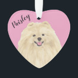 Personalized Pink Heart Pomeranian Ornament<br><div class="desc">I am in love with this beautifully detailed watercolor illustration of a pomeranian dog on a sweet pink heart! Personalize these pastel ornaments and make the nice list this year! For the perfect presents, pair it with a matching item from the collection for a thoughtful housewarming, bridal shower, teacher, mother-in-law,...</div>