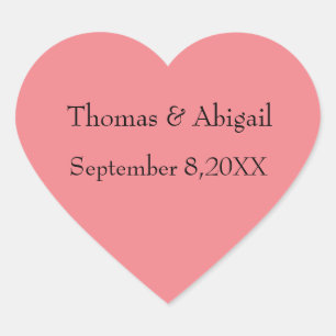 Personalized Pink Heart Stickers Couples Name Date