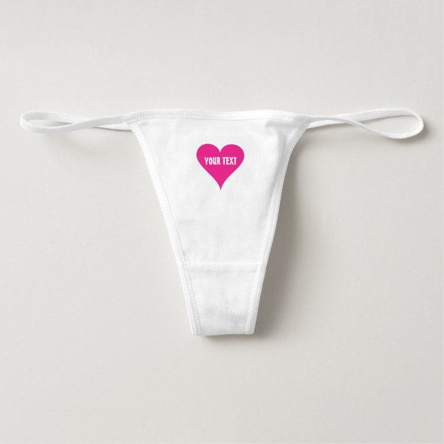 Personalized pink heart women's thong underwear (Front)
