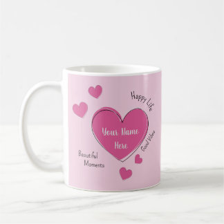 Personalized Pink Hearts Coffee Mug