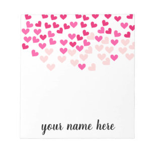 Personalized Pink Hearts Girls Notepad