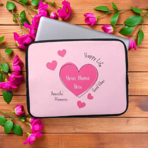 Personalized Pink Hearts Laptop Case