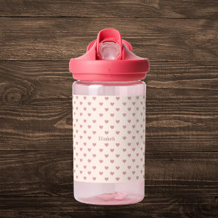 Personalized Pink Hearts Pattern Water Bottle