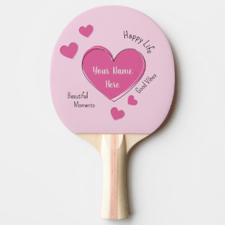 Personalized Pink Hearts Ping Pong Paddle