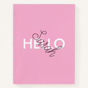 Personalized Pink "Hello" Notebook with Custom 