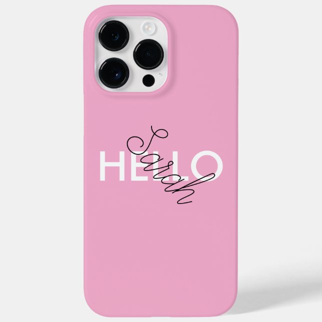 Personalized Pink "Hello" Phone Case with Custom (Back)