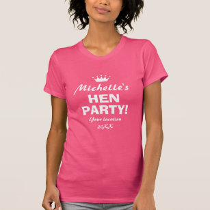 Personalized pink hen party night t shirts
