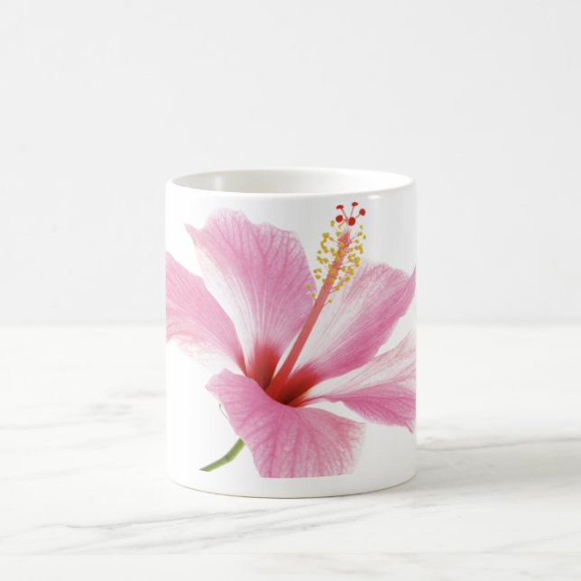 Personalized Pink hibiscus coffee / tea mug (Center)
