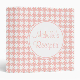 Personalized Pink Houndstooth Recipe Binder
