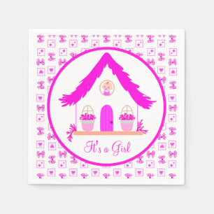 Personalized Pink House It's a Girl Napkin