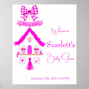 Personalized Pink House It's a Girl Poster