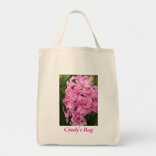 Personalized Pink Hyacinths Flowers Canvas Bags