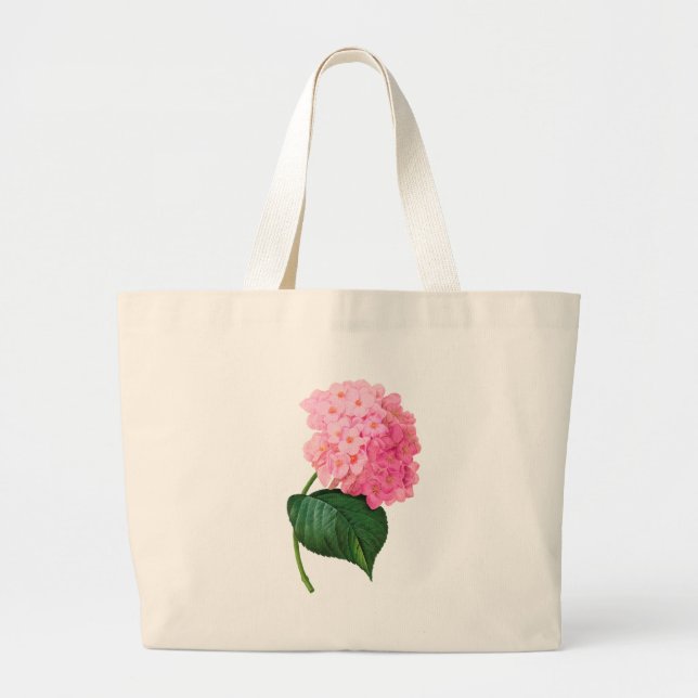 Personalized Pink Hydrangea Jumbo Tote (Front)