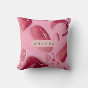 Personalized Pink Ice and Bubbles Aesthetic Throw Pillow