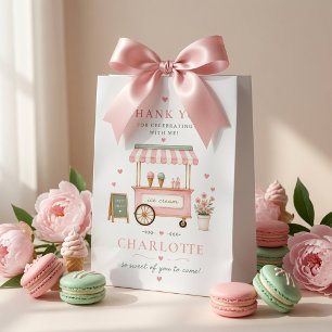Personalized Pink Ice Cream Birthday Medium Gift Bag
