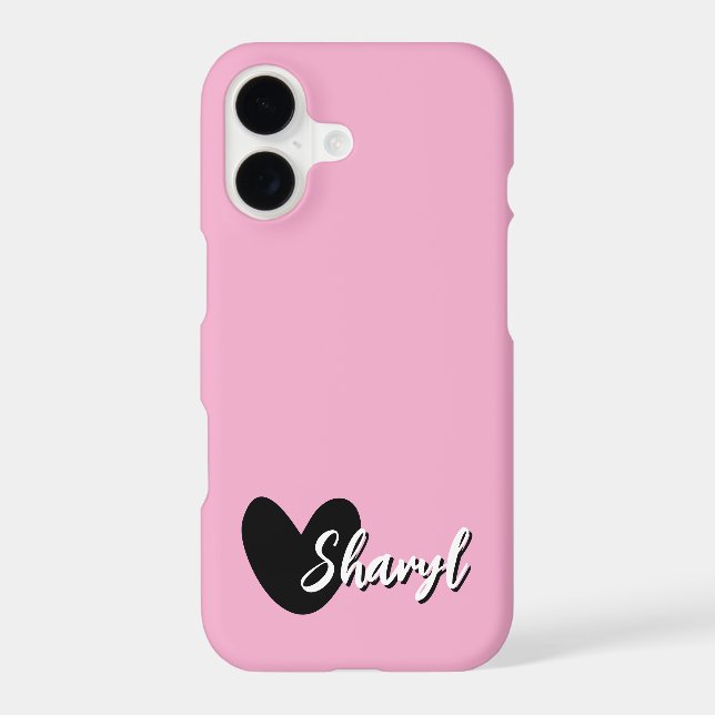 Personalized pink iPhone case with cute heart logo (Back)