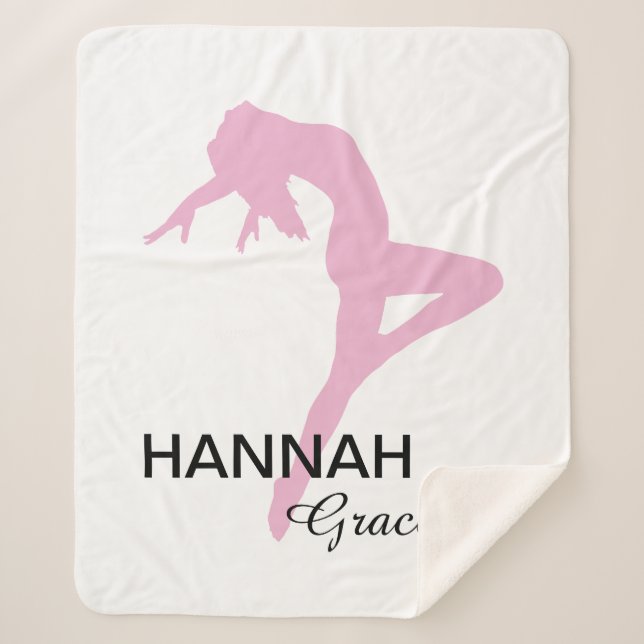 Personalized Pink Jazz Dancer  Sherpa Blanket (Front)