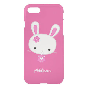 Personalized Pink Kawaii Bunny Clear iPhone 7 Case
