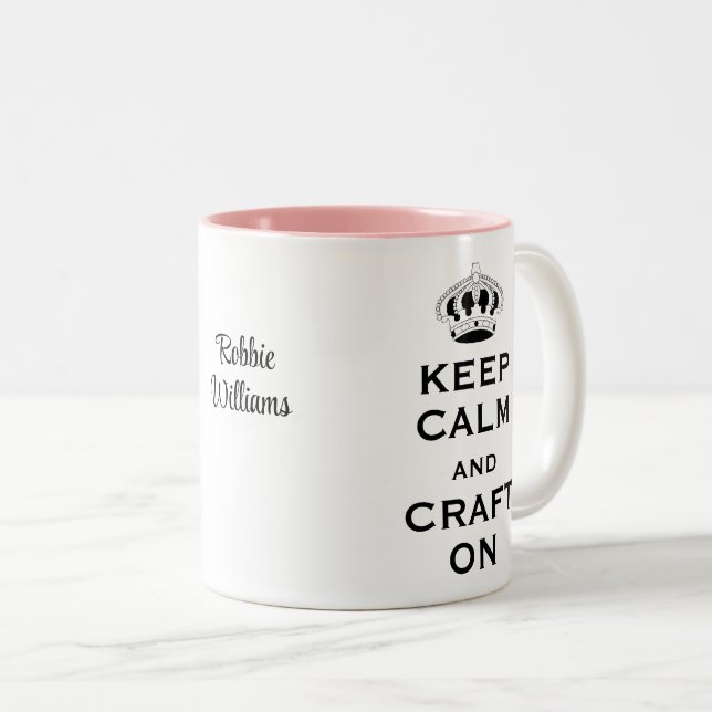 Personalized Pink Keep Calm 11oz Coffee Mug (Front Right)
